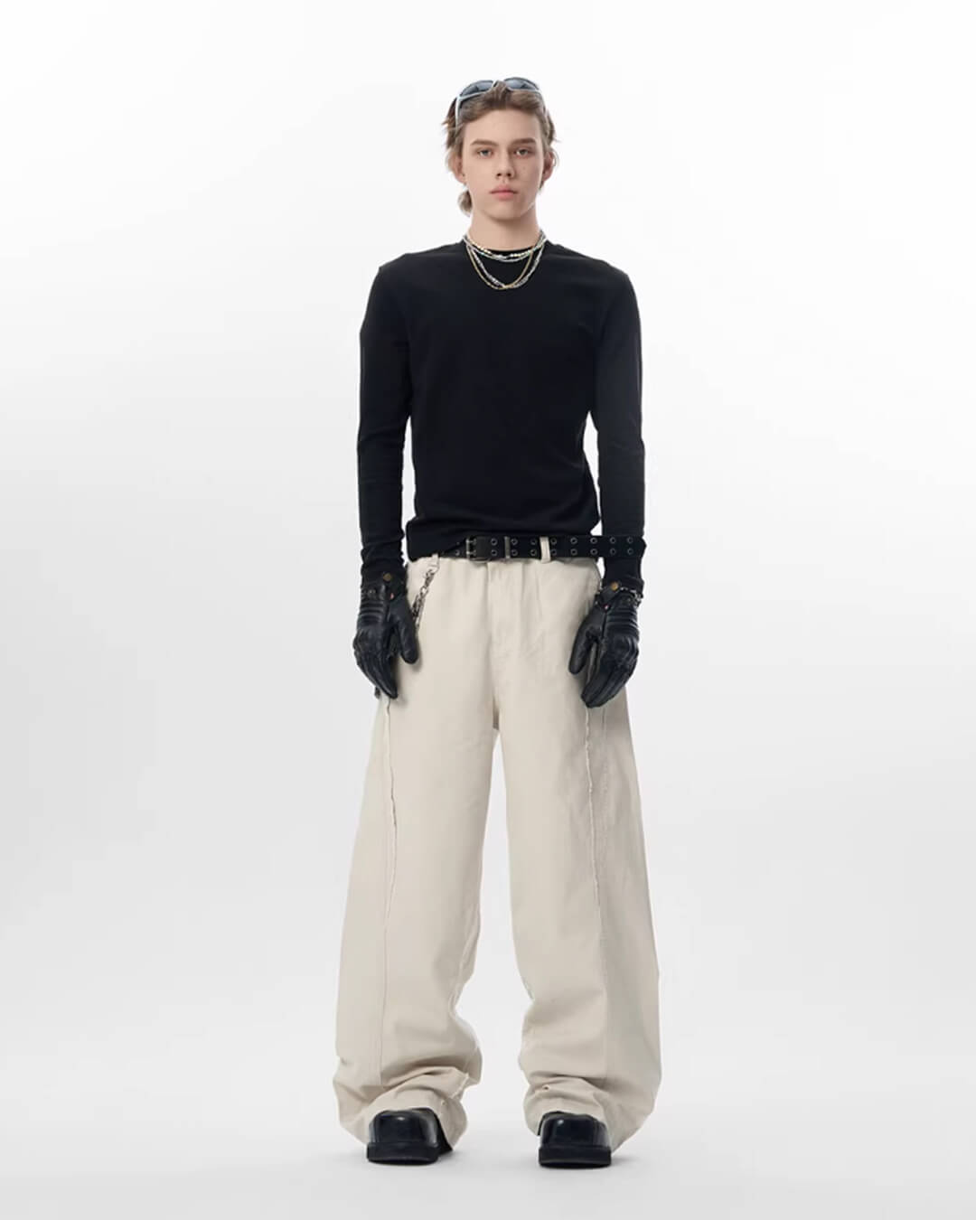 JHYQ Vintage Aged Raw Edge Baggy Work Pants