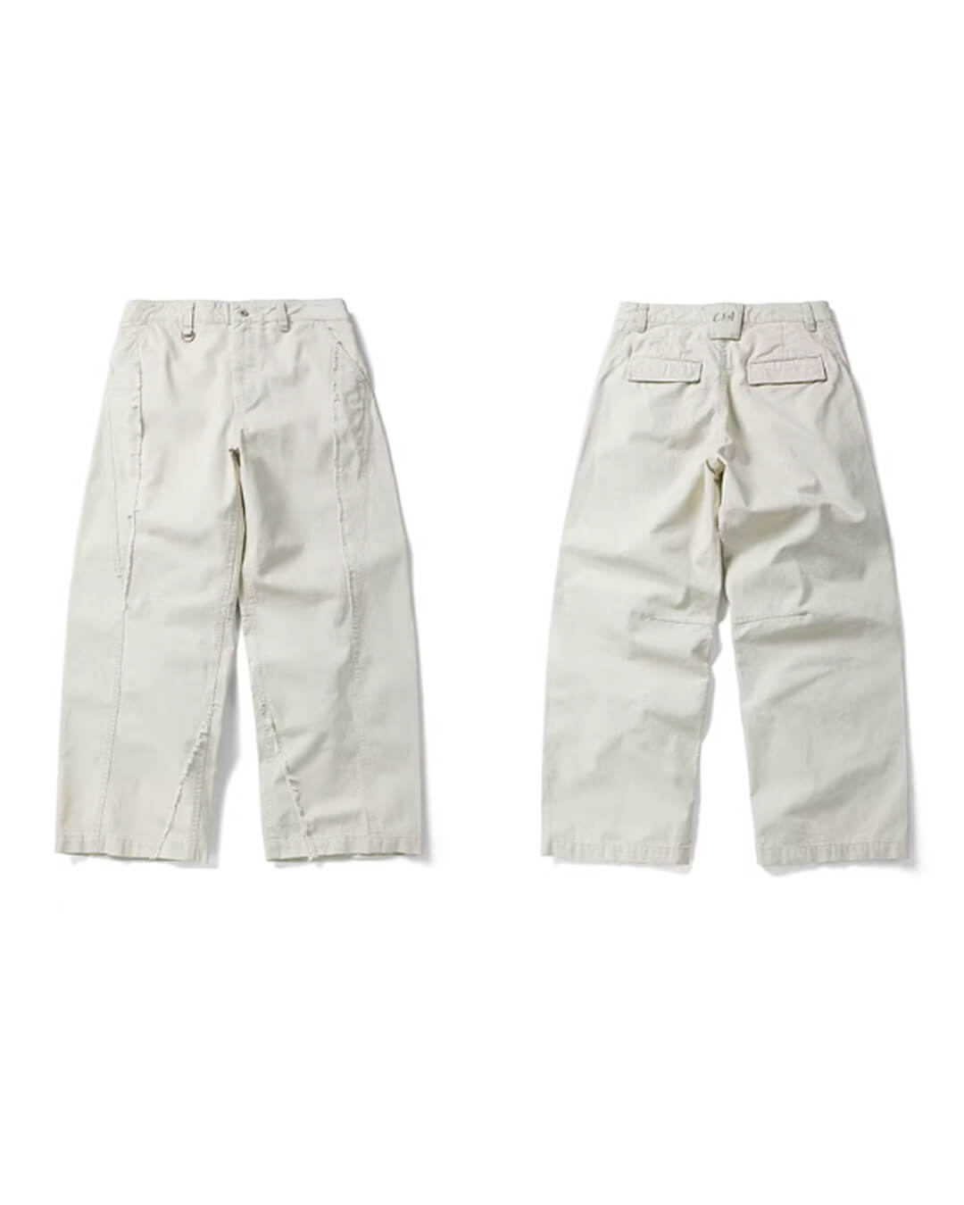 JHYQ Vintage Aged Raw Edge Baggy Work Pants
