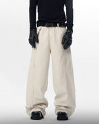 JHYQ Vintage Aged Raw Edge Baggy Work Pants