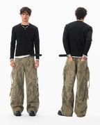JHYQ Vintage Camo Large Multi Pocket Baggy Cargo Pants