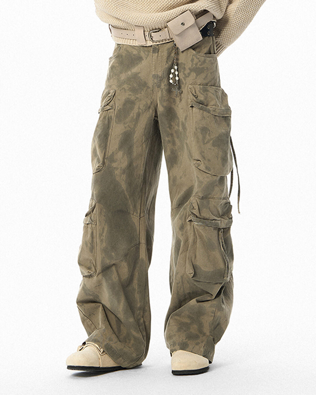 JHYQ Vintage Camo Large Multi Pocket Baggy Cargo Pants