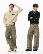 JHYQ Vintage Camo Large Multi Pocket Baggy Cargo Pants