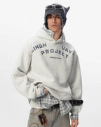 JHYQ Vintage Curved Lettering Print Hoodie
