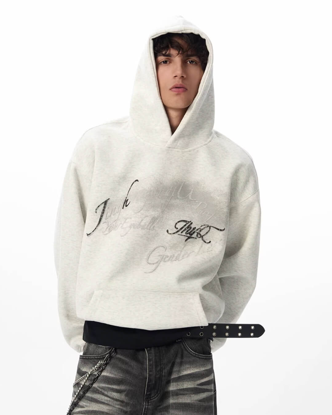 JHYQ Vintage Gradient Lettering Print Hoodie