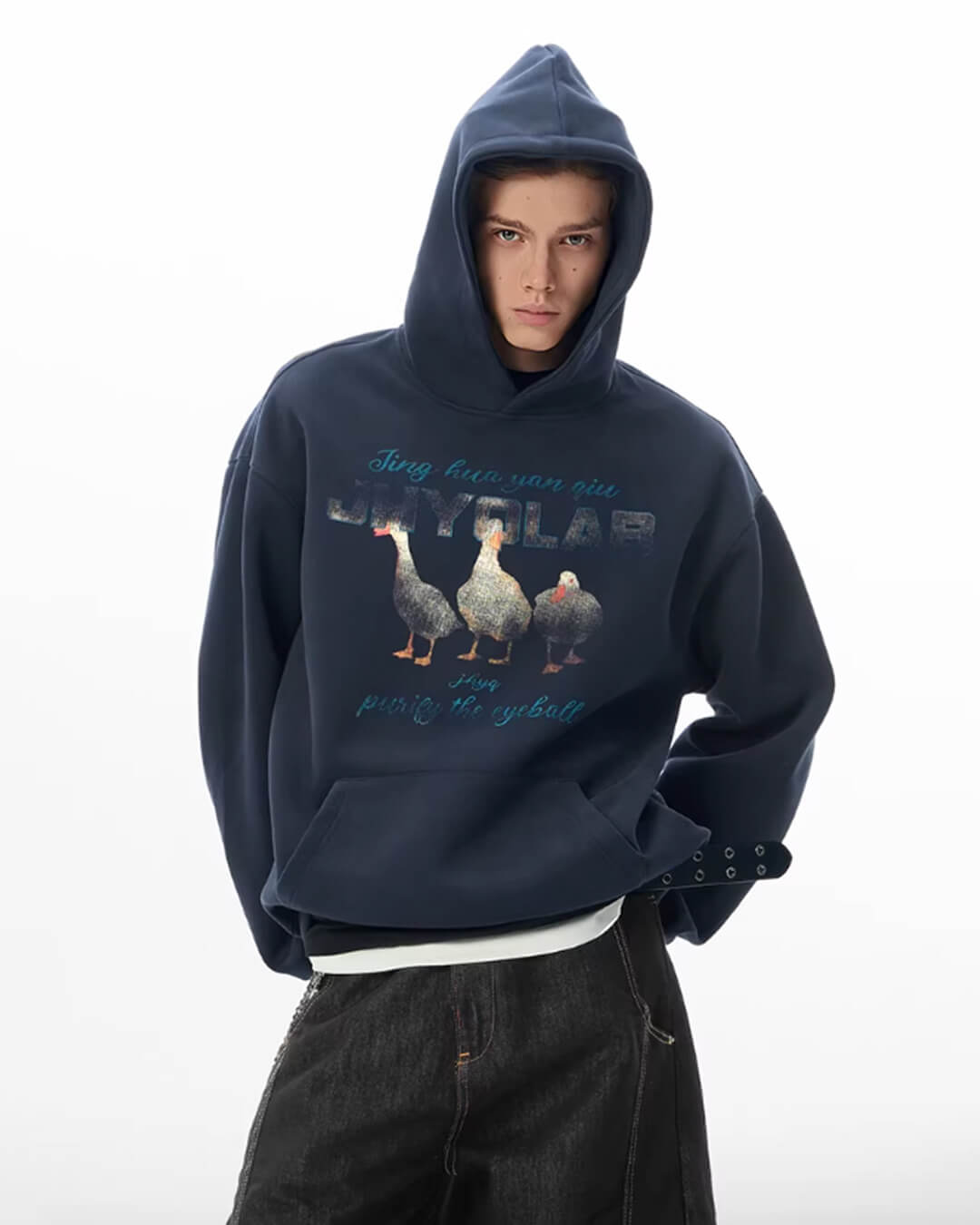 JHYQ Vintage Lucky Duck Print Hoodie