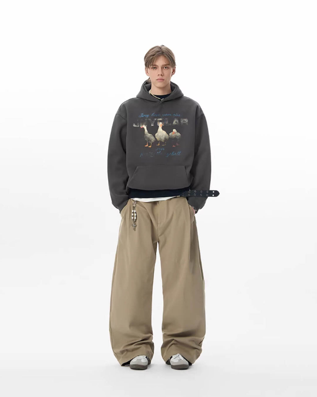 JHYQ Vintage Lucky Duck Print Hoodie