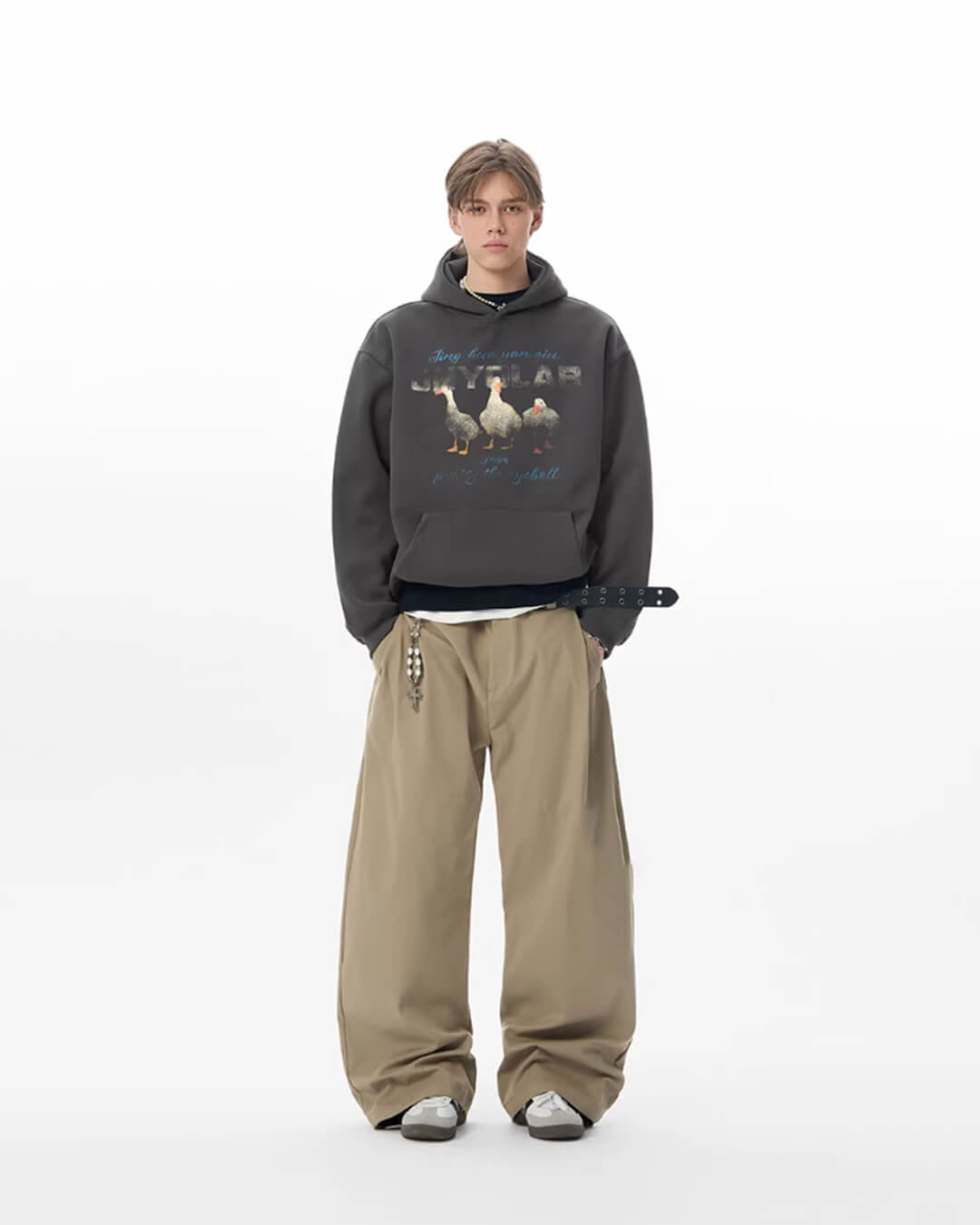 JHYQ Vintage Lucky Duck Print Hoodie