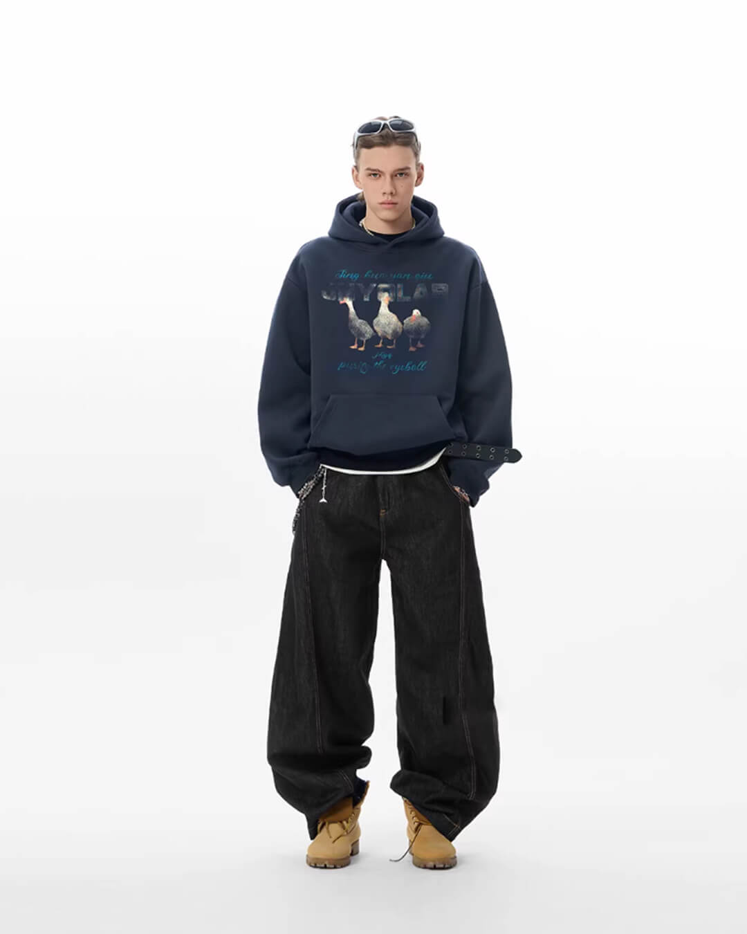 JHYQ Vintage Lucky Duck Print Hoodie