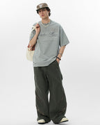 JHYQ Vintage Print Washed Distressed Tee