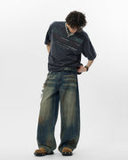 JHYQ Vintage Print Washed Distressed Tee