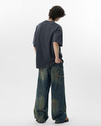 JHYQ Vintage Print Washed Distressed Tee