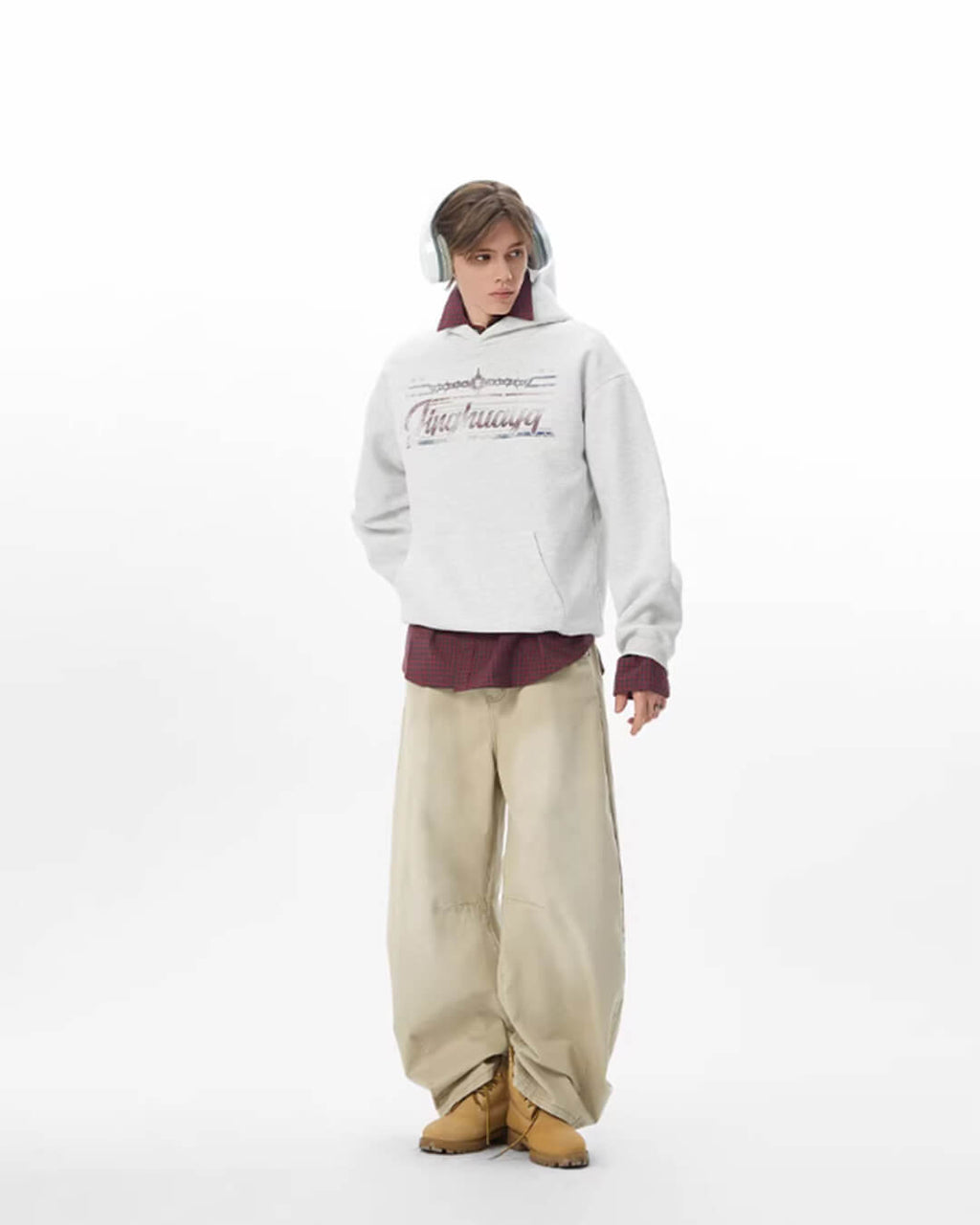 JHYQ Vintage Thorn Lettering Print Hoodie
