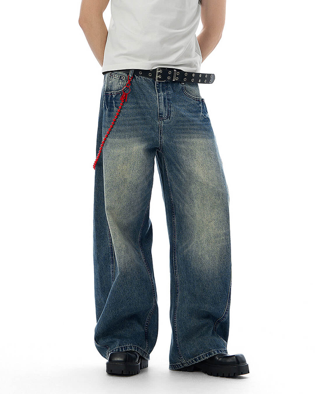 JHYQ Vintage Wash 3D Cut Baggy Jeans