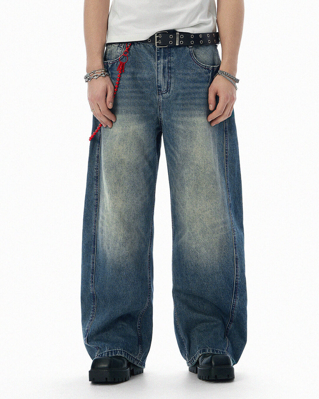 JHYQ Vintage Wash 3D Cut Baggy Jeans