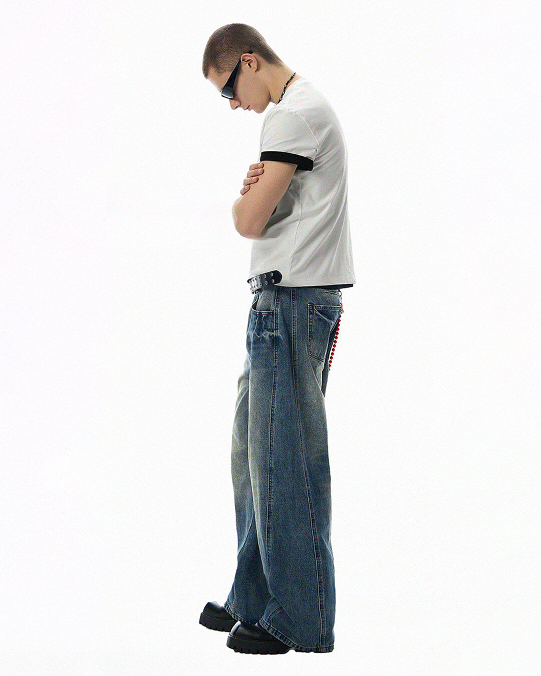 JHYQ Vintage Wash 3D Cut Baggy Jeans