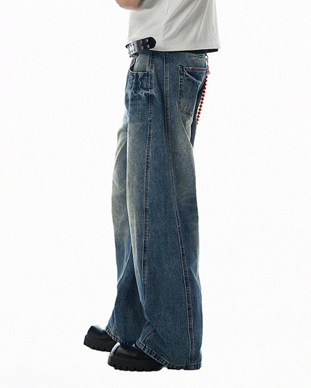 JHYQ Vintage Wash 3D Cut Baggy Jeans