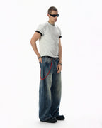 JHYQ Vintage Wash 3D Cut Baggy Jeans