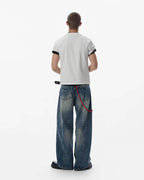 JHYQ Vintage Wash 3D Cut Baggy Jeans
