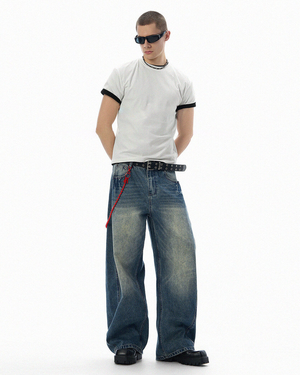 JHYQ Vintage Wash 3D Cut Baggy Jeans