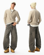 JHYQ Vintage Washed Baggy Double Knee Jeans