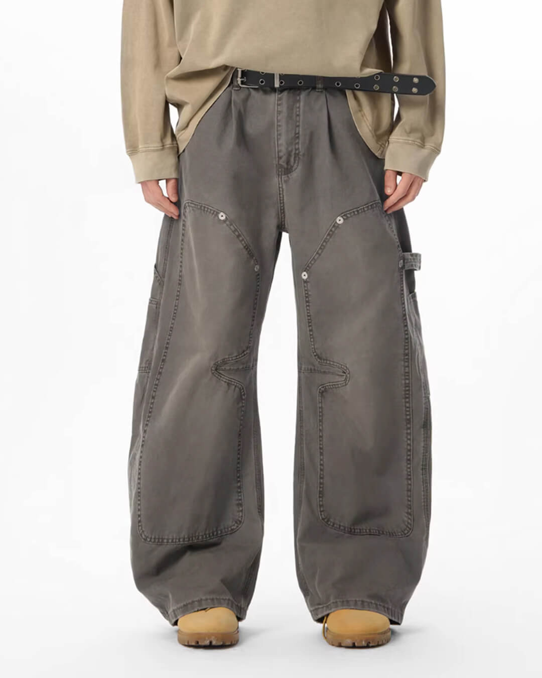 JHYQ Vintage Washed Baggy Double Knee Jeans
