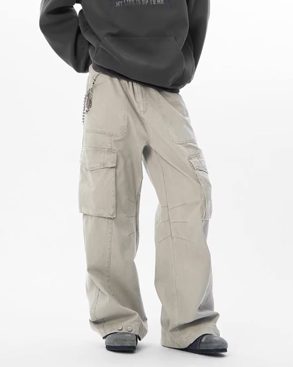 JHYQ Vintage Washed Multi Pocket Cargo Work Pants
