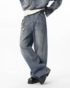 JHYQ Vintage Washed Patchwork Baggy Jeans