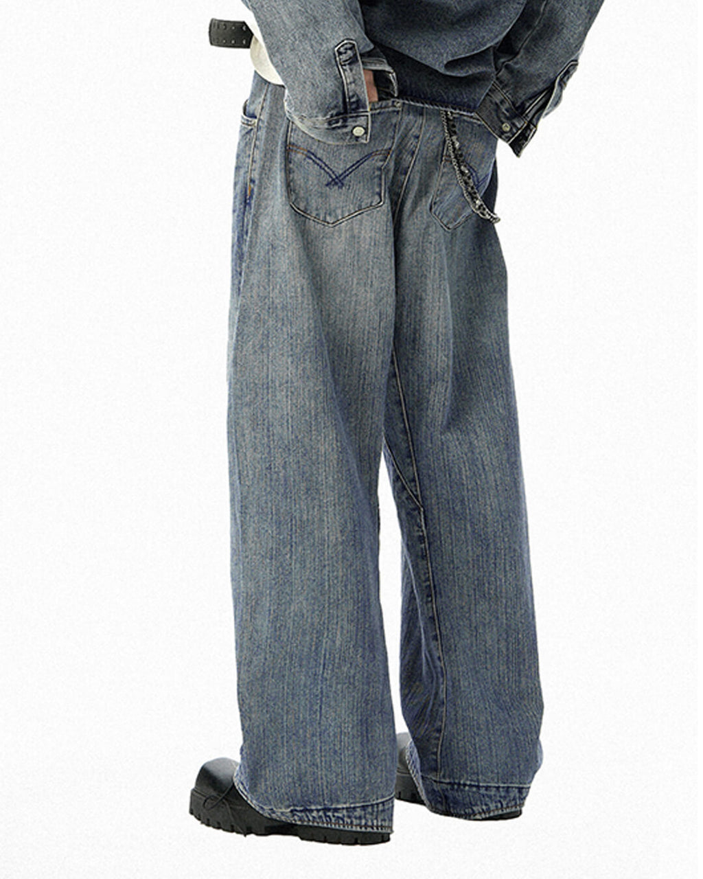 JHYQ Vintage Washed Patchwork Baggy Jeans