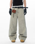 JHYQ Washed 3D Constructed Baggy Jeans