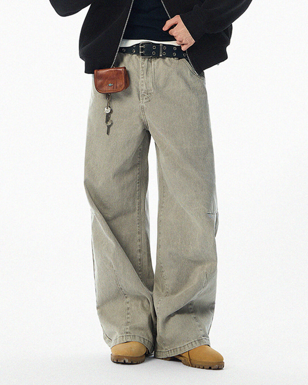 JHYQ Washed 3D Constructed Baggy Jeans