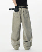 JHYQ Washed 3D Constructed Baggy Jeans