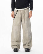 JHYQ Washed Distressed Baggy Double Knee Jeans