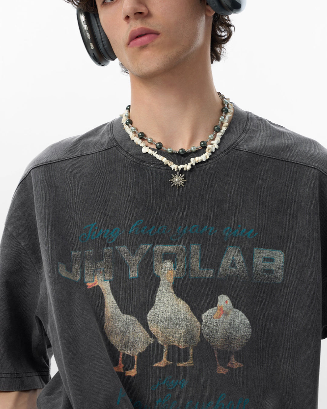 JHYQ Washed Duck Print Tee