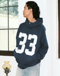 JUST VIBE Number 33 Vintage Print Zip Up Hoodie