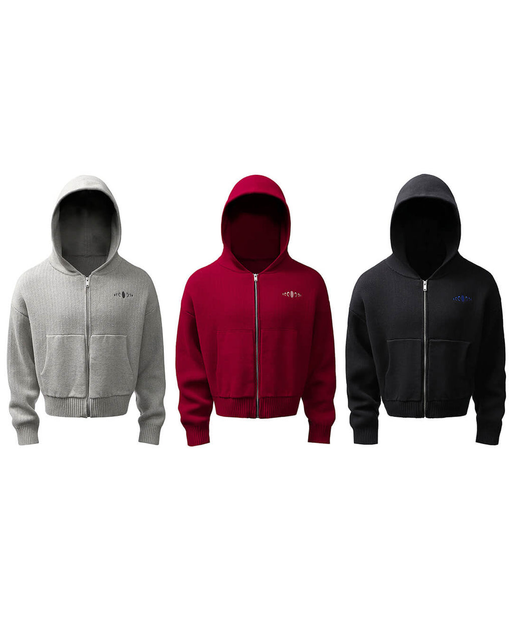 KARMANISTIC Embroidered Zip Up Knit Hoodie