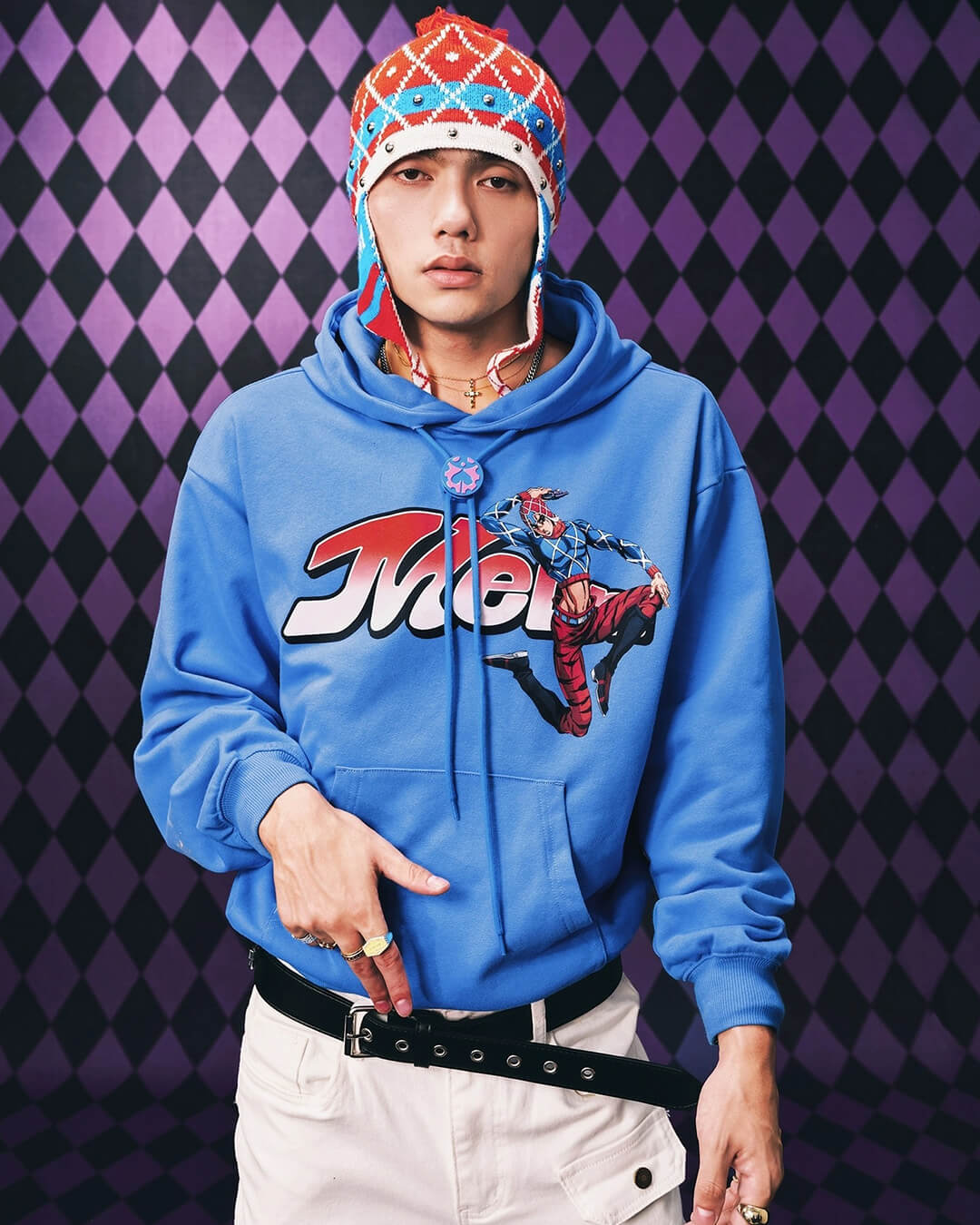 MEDM × JOJO Accent Drawstring Print Hoodie