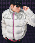 MEDM × JOJO Color Block Diamond Plaid Down Jacket