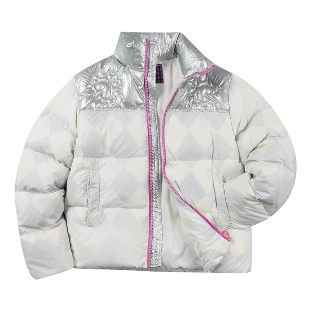 MEDM × JOJO Color Block Diamond Plaid Down Jacket