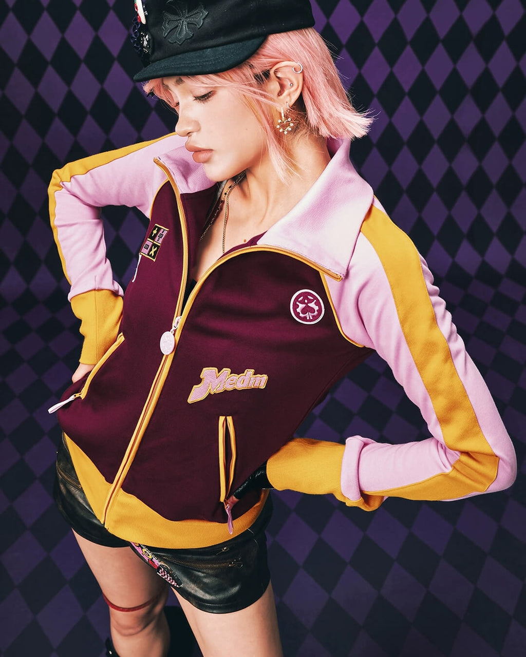 MEDM × JOJO Color Block High Neck Track Jacket