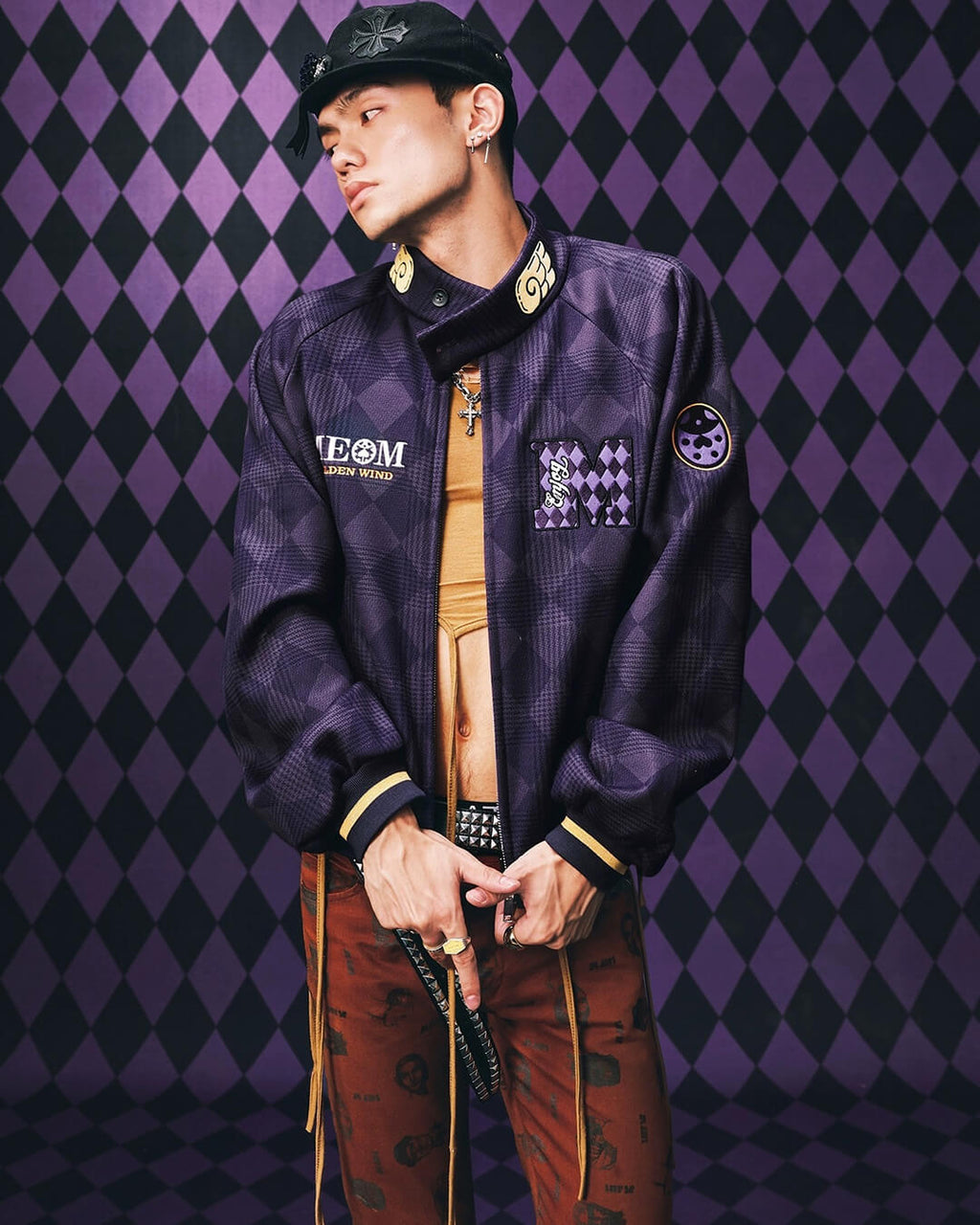 MEDM × JOJO Diamond Plaid Harrington Jacket