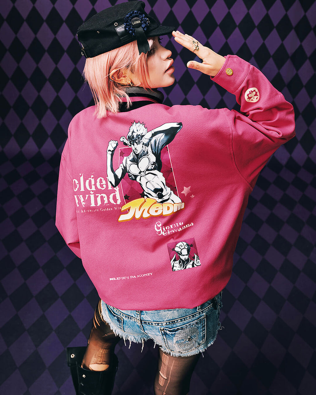 MEDM × JOJO Diamond Plaid Quilted Work Jacket