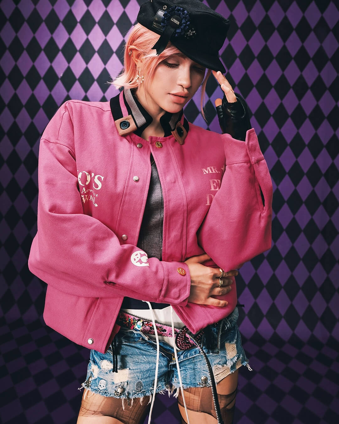 MEDM × JOJO Diamond Plaid Quilted Work Jacket