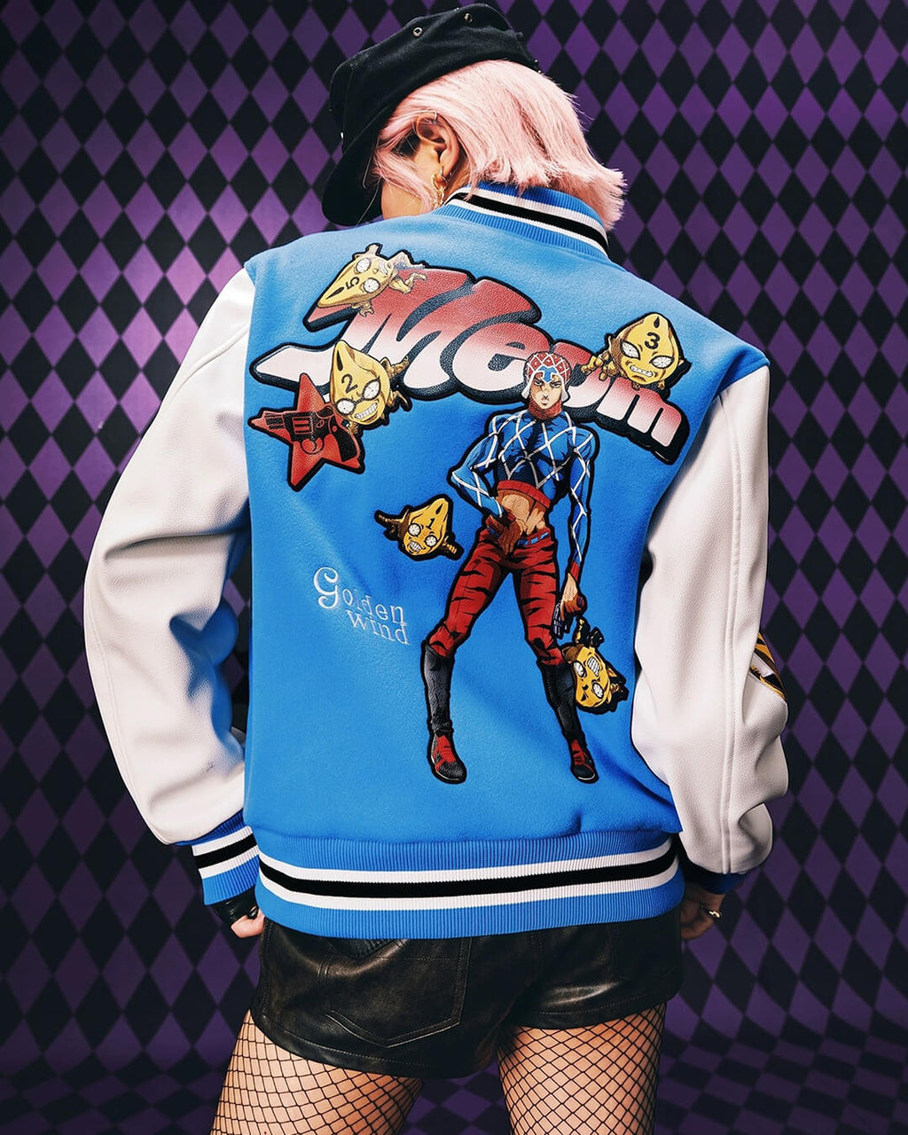 MEDM × JOJO Embroidered Patch Varsity Jacket