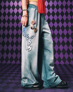 MEDM × JOJO Embroidered Print Washed Sweatpants