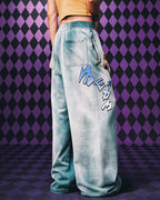 MEDM × JOJO Embroidered Print Washed Sweatpants