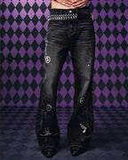 MEDM × JOJO Icon Embroidery Washed Distressed Jeans