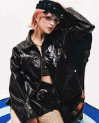MEDM × JOJO PU Leather Biker Jacket