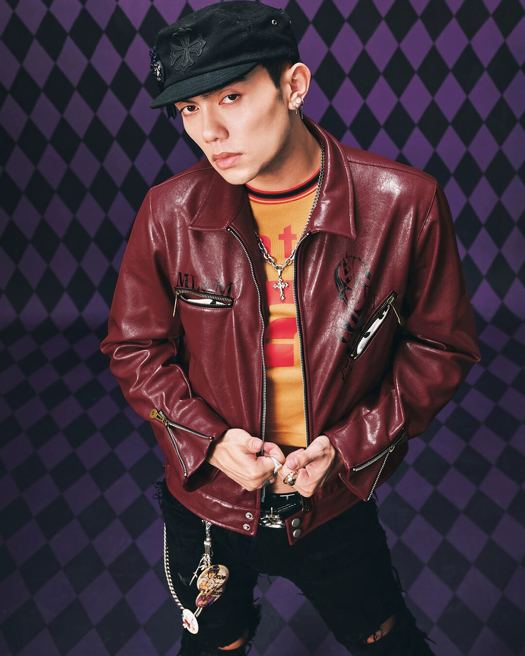 MEDM × JOJO PU Leather Biker Jacket