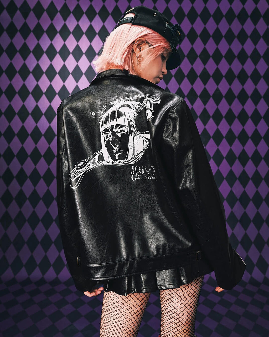 MEDM × JOJO PU Leather Biker Jacket