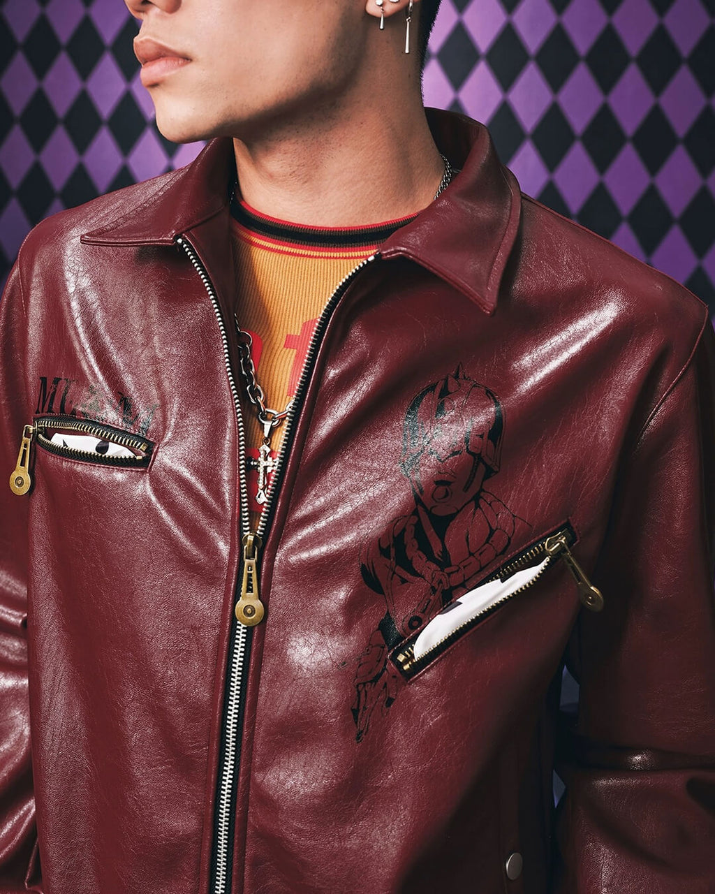 MEDM × JOJO PU Leather Biker Jacket